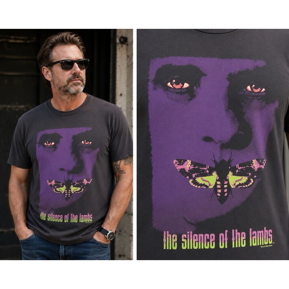 The Silence of the Lambs Movie Graphic T-Shirt XL Black Horror Tee 2025 Moth New